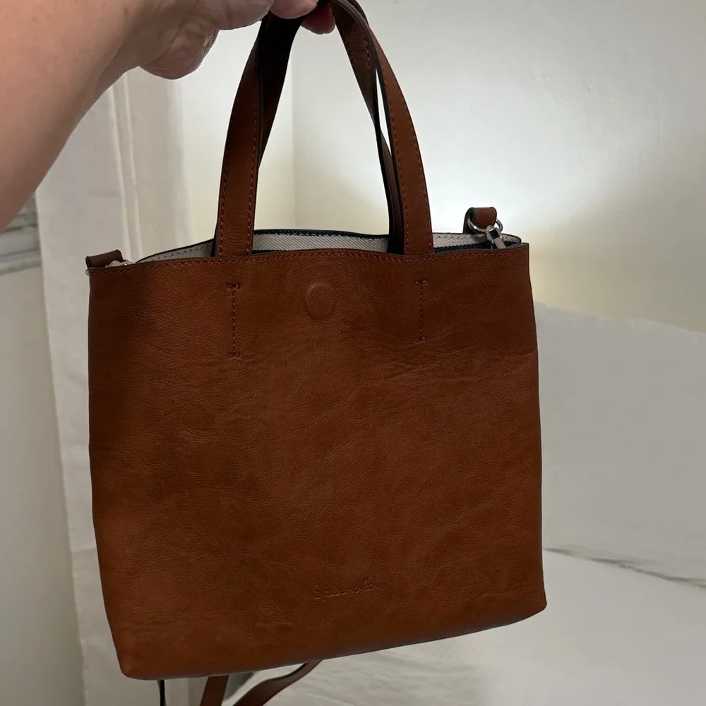 Splendid Cognac faux Leather Tote with Matching Pouch